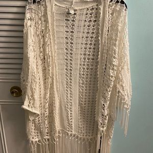 White Laced Fringe Cardigan